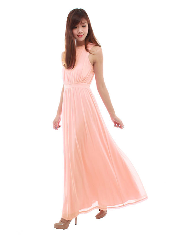 Paris Maxi Dress in Pastel Peach